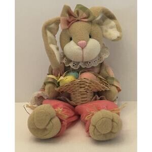 Dan Dee Collection Choice Rabbit Bunny Plush Holding Basket With Easter Eggs